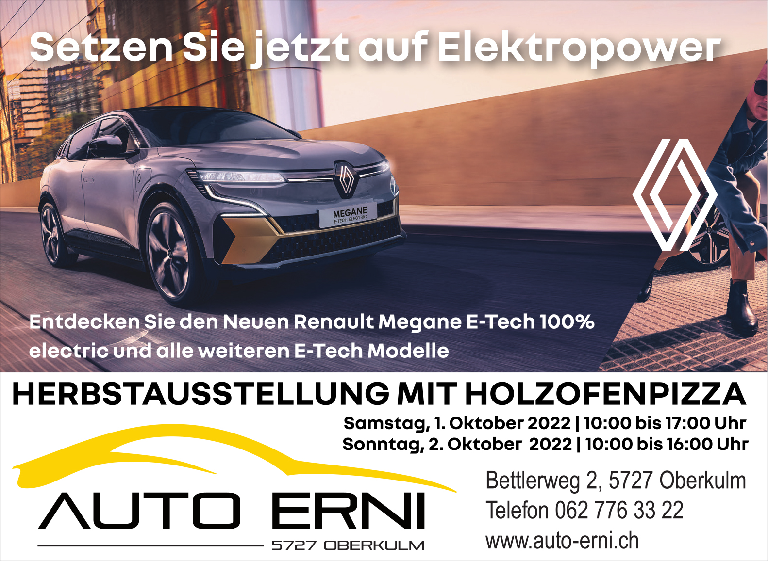 Auto Erni Renault Herbstausstellung 134x98 Wochenpost halbe Seite 2022 1